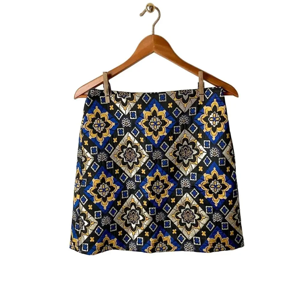 Loft Metallic Print Skirt Size 2